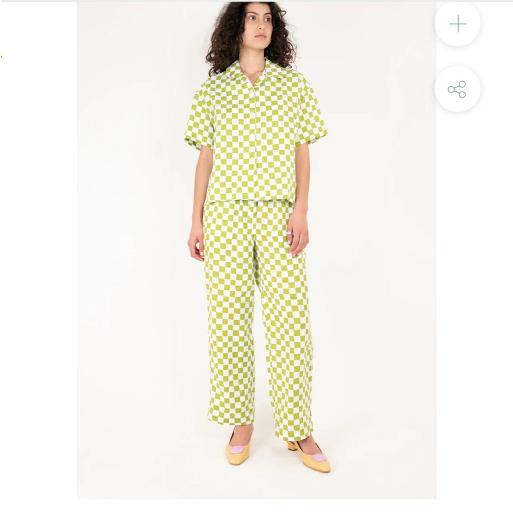 Holiday by Emma Mulholland Green Checkered Set 100% Linen